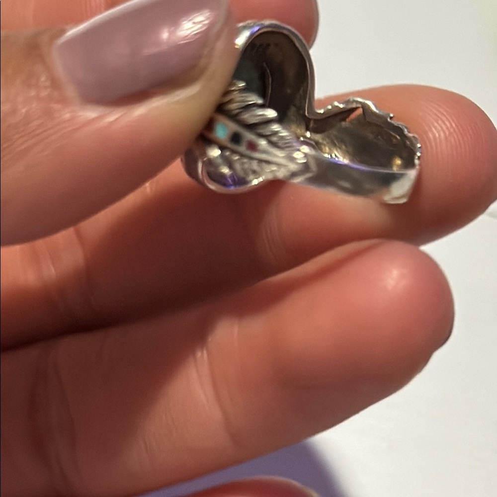 Turquoise And Silver Statement Ring - image 4